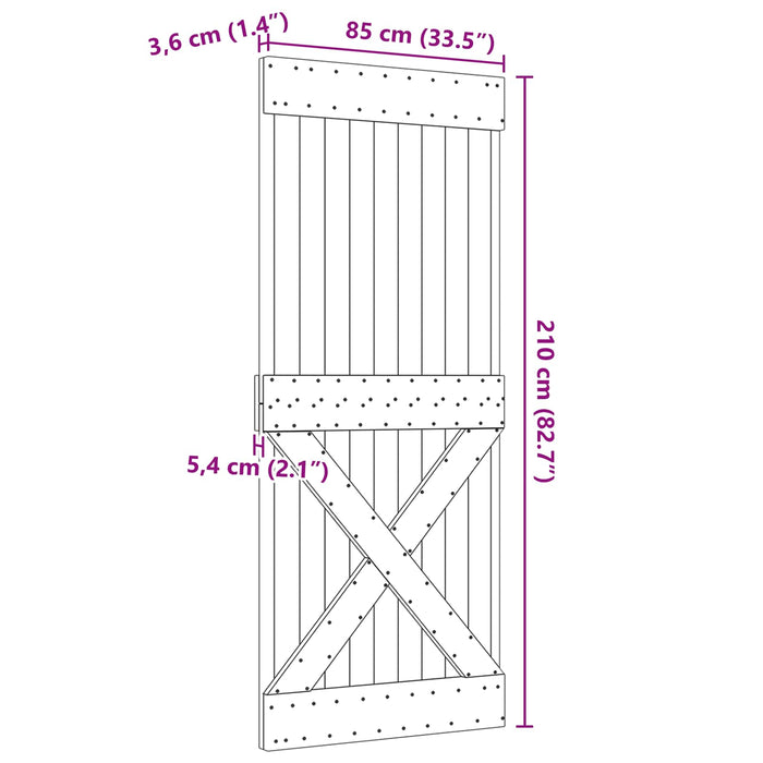 Ușă NARVIK natural 85 x 210 cm Lemn de Pin Solid - WALTI WALTI