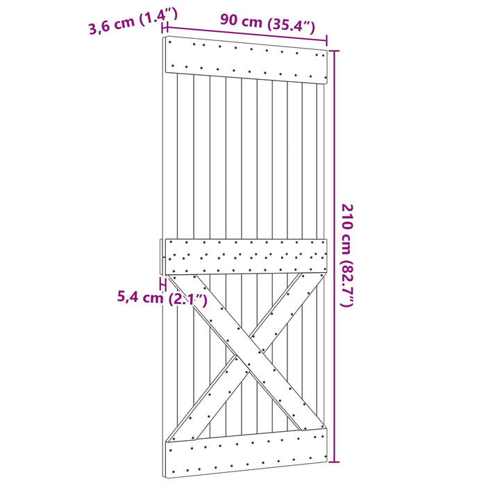 Ușă NARVIK natural 90 x 210 cm Lemn de Pin Solid - WALTI WALTI