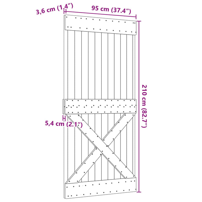 Ușă NARVIK natural 95 x 210 cm Lemn de Pin Solid - WALTI WALTI