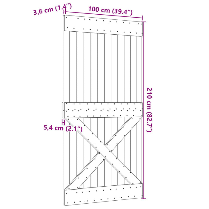 Ușă NARVIK natural 100 x 210 cm Lemn de Pin Solid - WALTI WALTI