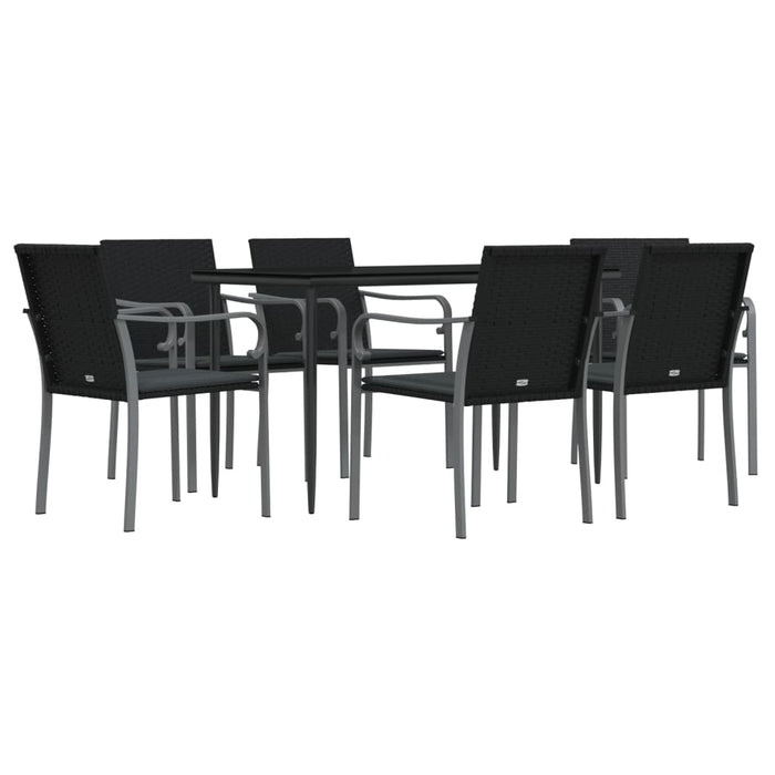 Set mobilier de grădină cu perne, 7 piese, poliratan și oțel WALTI