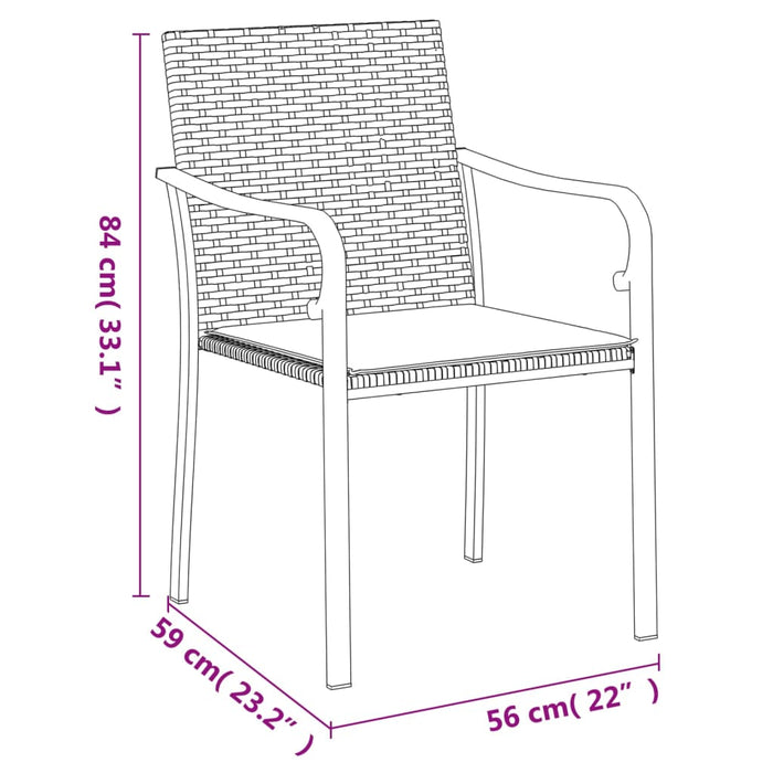 Set mobilier de grădină cu perne, 7 piese, poliratan și oțel WALTI