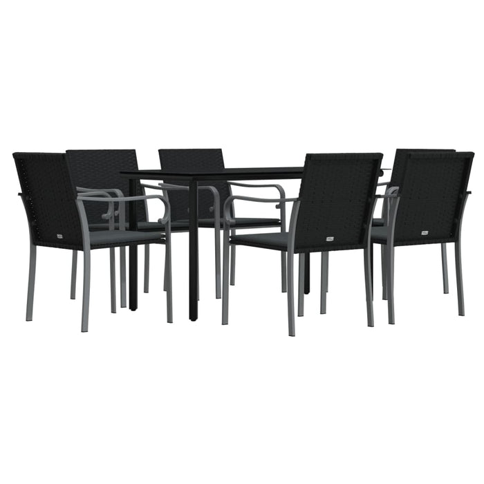 Set mobilier de grădină cu perne, 7 piese, poliratan și oțel - WALTI WALTI