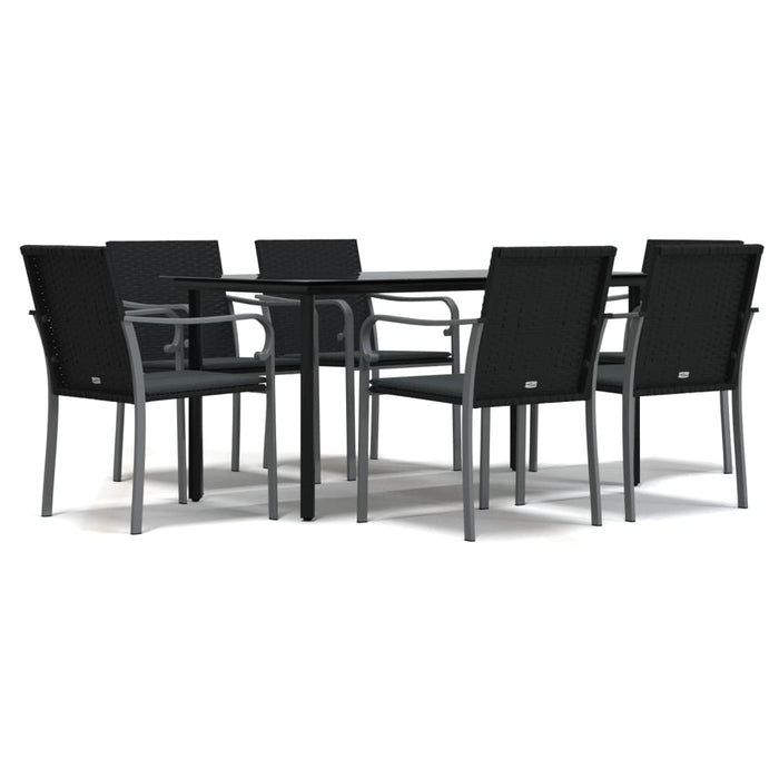 Set mobilier de grădină cu perne, 7 piese, poliratan și oțel WALTI