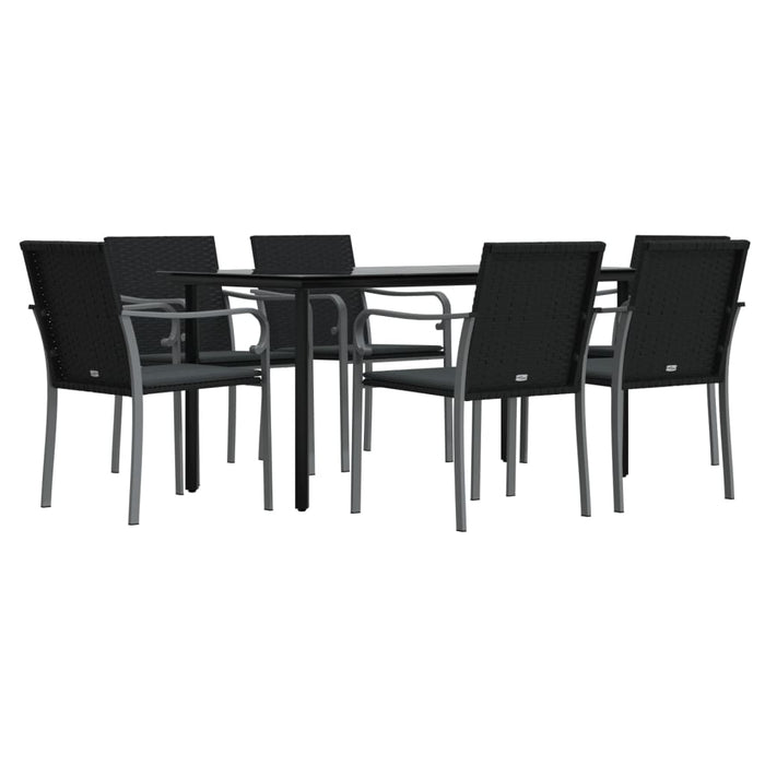 Set mobilier de grădină cu perne, 7 piese, poliratan și oțel WALTI