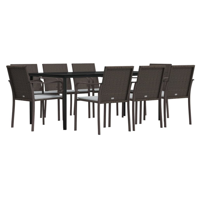 Set mobilier de grădină cu perne, 9 piese, poliratan și oțel WALTI