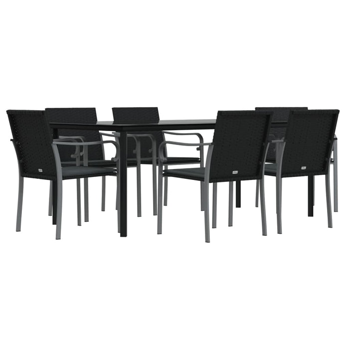 Set mobilier de grădină cu perne, 7 piese, poliratan și oțel - WALTI WALTI