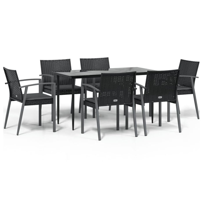 Set mobilier de grădină cu perne, 7 piese, poliratan și oțel WALTI