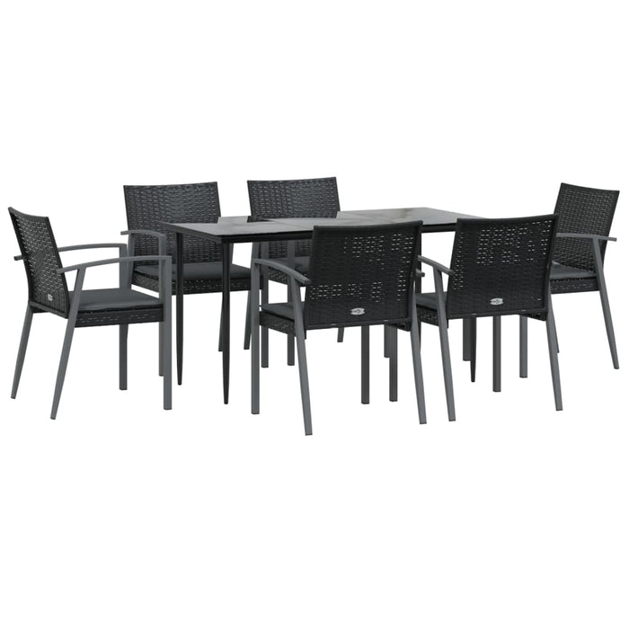Set mobilier de grădină cu perne, 7 piese, poliratan și oțel WALTI