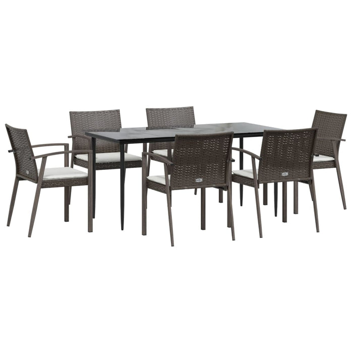 Set mobilier de grădină cu perne, 7 piese, poliratan și oțel - WALTI WALTI