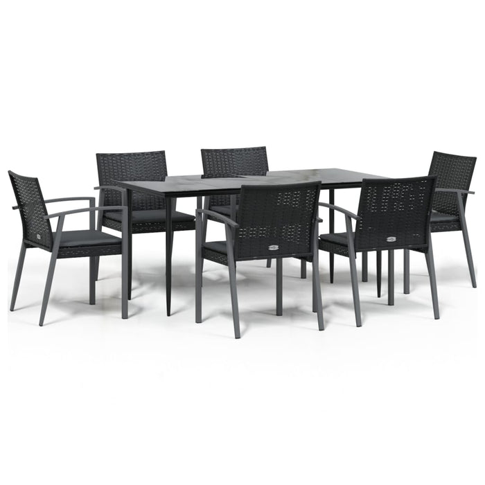 Set mobilier de grădină cu perne, 7 piese, poliratan și oțel WALTI