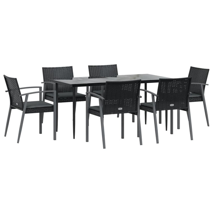 Set mobilier de grădină cu perne, 7 piese, poliratan și oțel WALTI