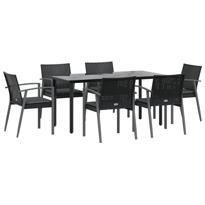 Set mobilier de grădină cu perne, 7 piese, poliratan și oțel - WALTI WALTI