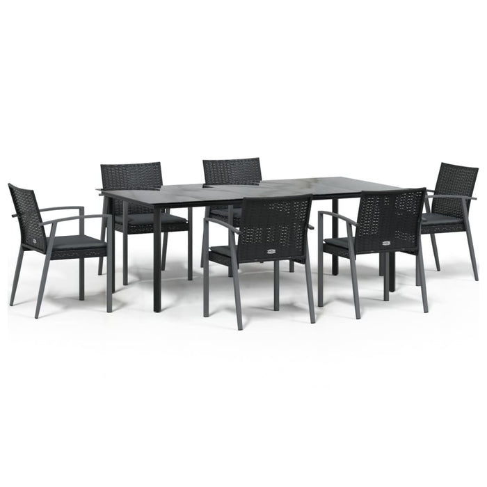 Set mobilier de grădină cu perne, 7 piese, poliratan și oțel - WALTI WALTI