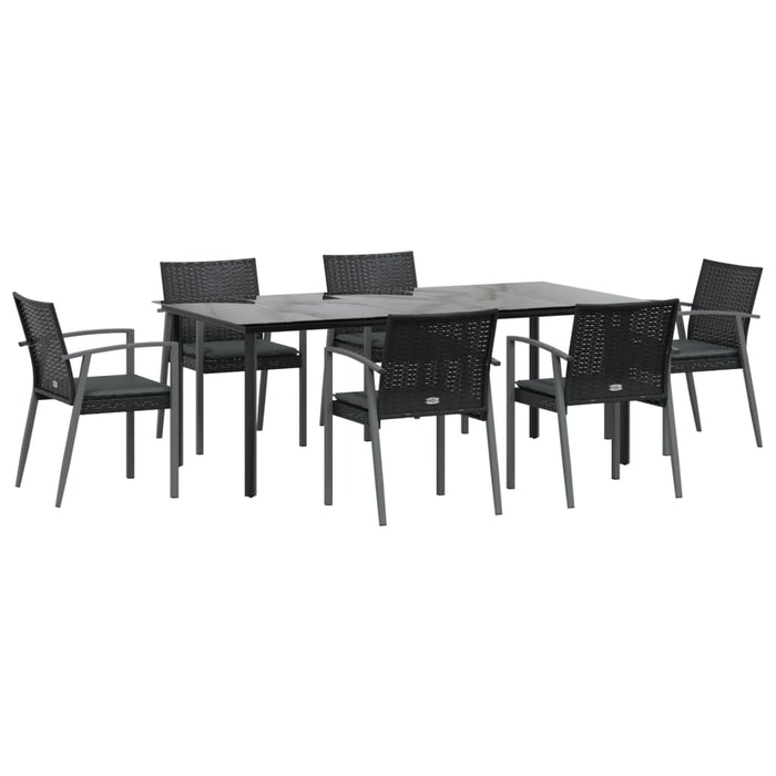 Set mobilier de grădină cu perne, 7 piese, poliratan și oțel - WALTI WALTI