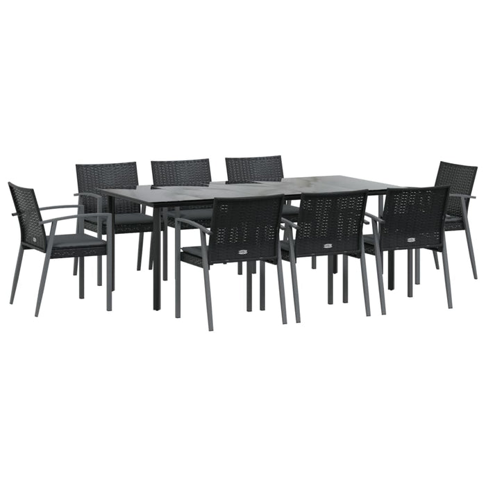 Set mobilier de grădină cu perne, 9 piese, poliratan și oțel - WALTI WALTI