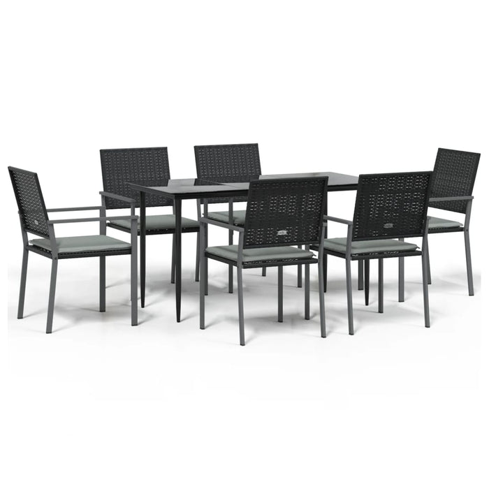 Set mobilier de grădină cu perne, 7 piese, poliratan și oțel WALTI