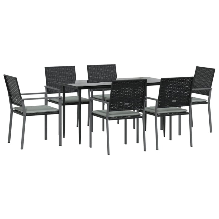 Set mobilier de grădină cu perne, 7 piese, poliratan și oțel WALTI
