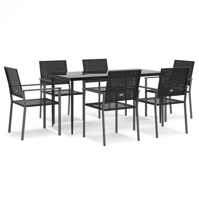 Set mobilier de grădină, 7 piese, poliratan și oțel WALTI