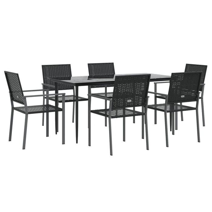Set mobilier de grădină, 7 piese, poliratan și oțel WALTI