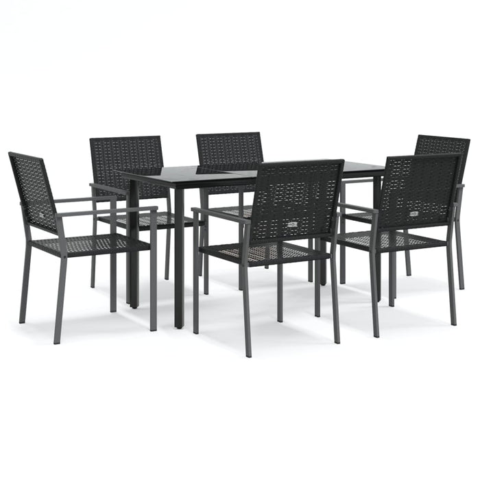 Set mobilier de grădină, 7 piese, poliratan și oțel WALTI