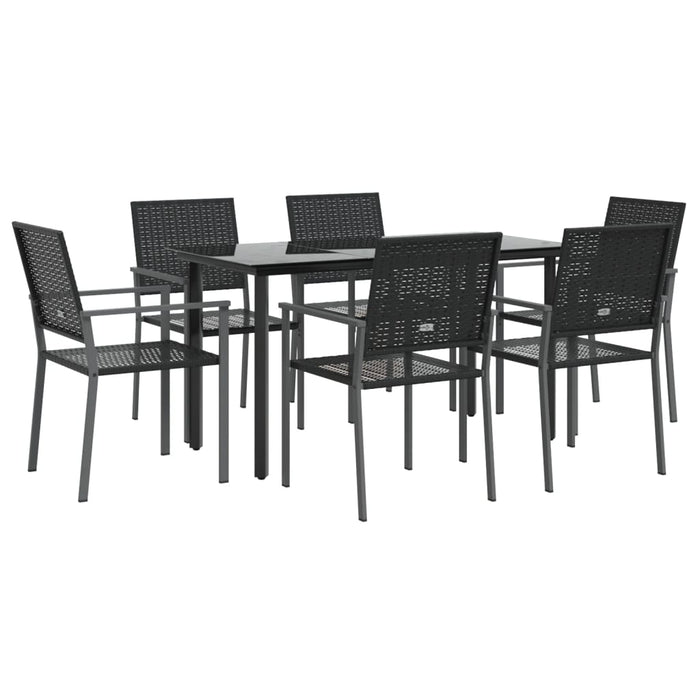 Set mobilier de grădină, 7 piese, poliratan și oțel WALTI