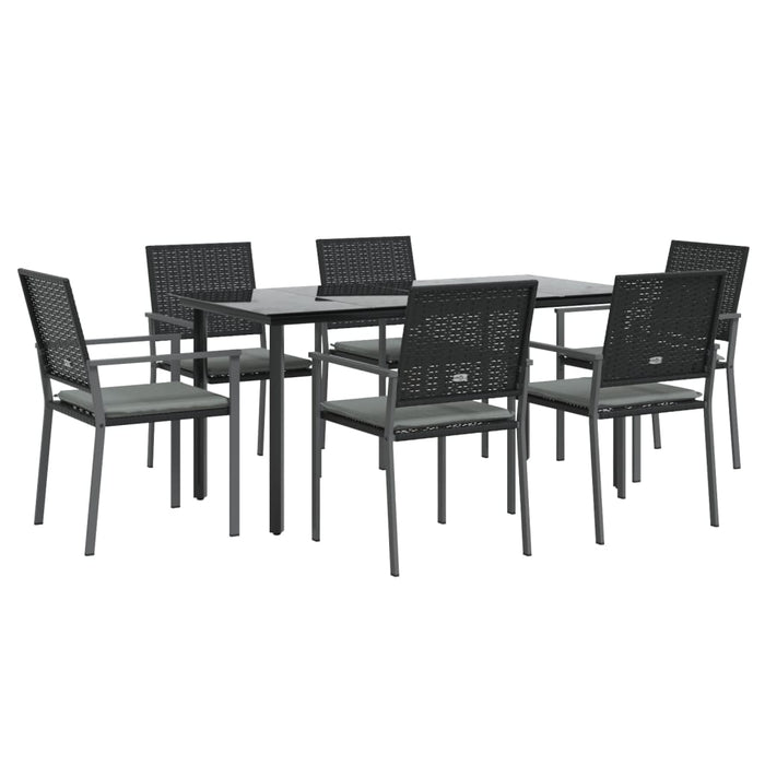 Set mobilier de grădină cu perne, 7 piese, poliratan și oțel - WALTI WALTI