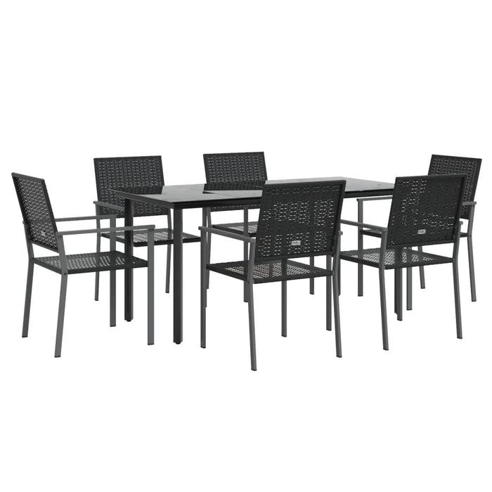 Set mobilier de grădină, 7 piese, poliratan și oțel WALTI