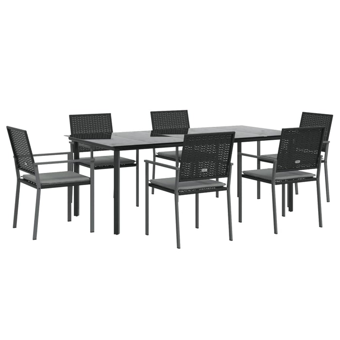 Set mobilier de grădină cu perne, 7 piese, poliratan și oțel WALTI