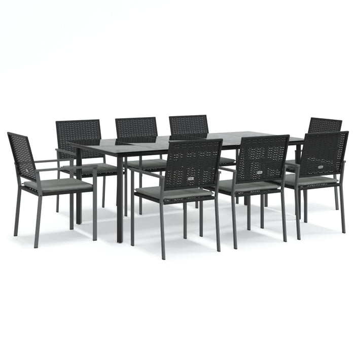 Set mobilier de grădină cu perne, 9 piese, poliratan și oțel WALTI