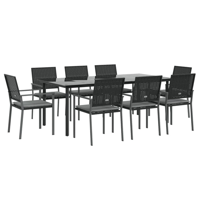 Set mobilier de grădină cu perne, 9 piese, poliratan și oțel WALTI
