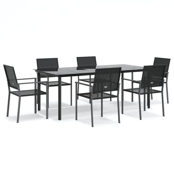 Set mobilier de grădină, 7 piese, poliratan și oțel WALTI