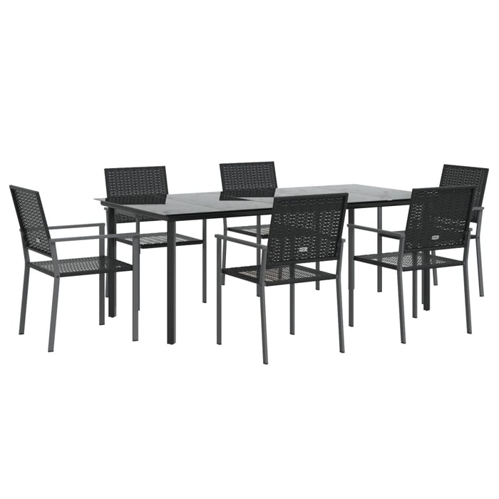 Set mobilier de grădină, 7 piese, poliratan și oțel WALTI