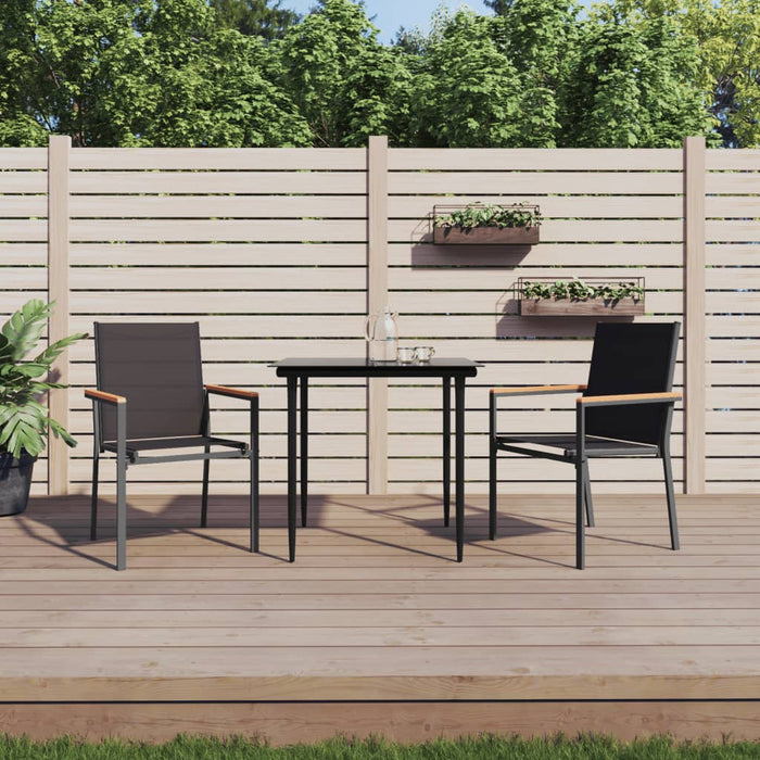 Set mobilier de grădină, 3 piese, negru, textilenă și oțel - WALTI WALTI