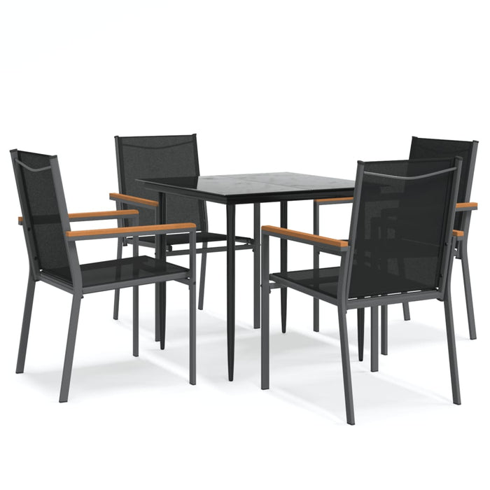 Set mobilier de grădină, 5 piese, negru, textilenă și oțel - WALTI WALTI