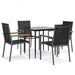 Set mobilier de grădină, 5 piese, negru, textilenă și oțel - WALTI WALTI