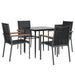 Set mobilier de grădină, 5 piese, negru, textilenă și oțel - WALTI WALTI