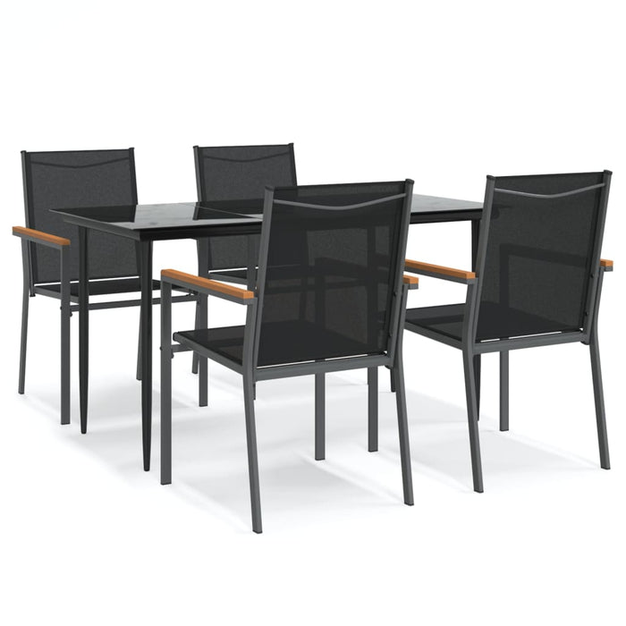 Set mobilier de grădină, 5 piese, negru, textilenă și oțel - WALTI WALTI