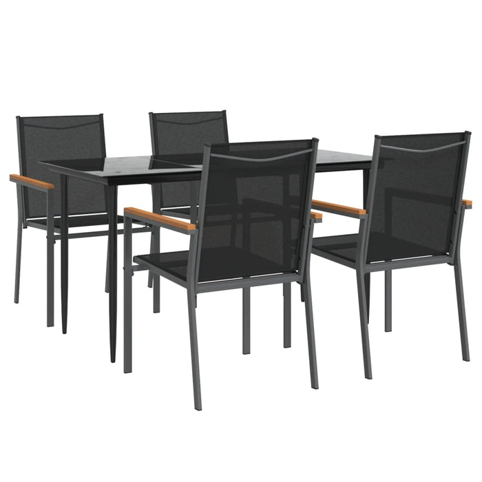 Set mobilier de grădină, 5 piese, negru, textilenă și oțel - WALTI WALTI