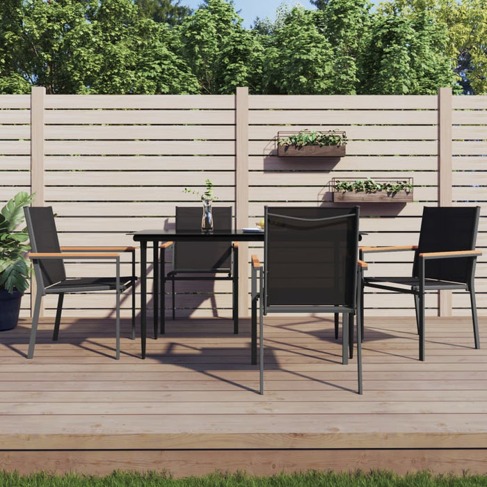 Set mobilier de grădină, 5 piese, negru, textilenă și oțel - WALTI WALTI