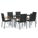 Set mobilier de grădină, 7 piese, negru, textilenă și oțel - WALTI WALTI