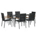 Set mobilier de grădină, 7 piese, negru, textilenă și oțel - WALTI WALTI