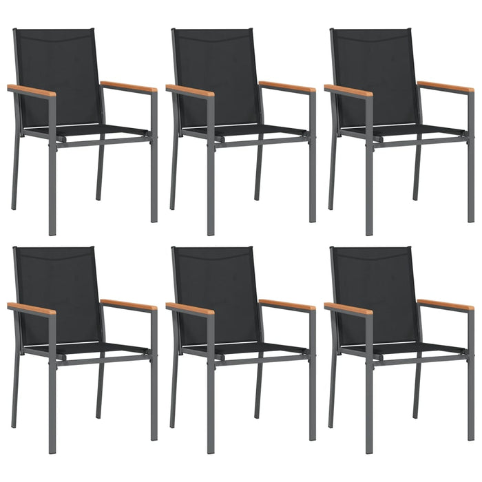 Set mobilier de grădină, 7 piese, negru, textilenă și oțel - WALTI WALTI