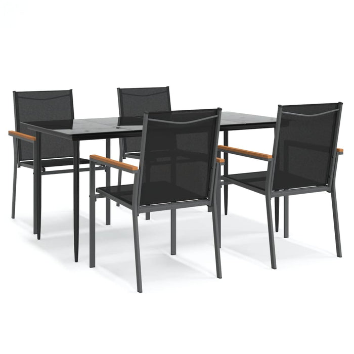 Set mobilier de grădină, 5 piese, negru, textilenă și oțel - WALTI WALTI