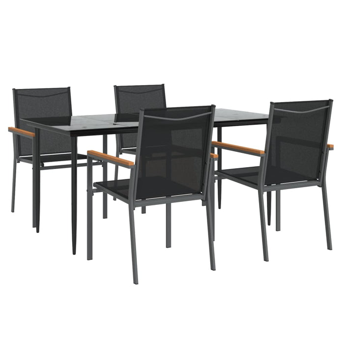 Set mobilier de grădină, 5 piese, negru, textilenă și oțel - WALTI WALTI