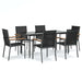 Set mobilier de grădină, 7 piese, negru, textilenă și oțel - WALTI WALTI