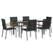 Set mobilier de grădină, 7 piese, negru, textilenă și oțel - WALTI WALTI