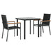 Set mobilier de grădină, 3 piese, negru, textilenă și oțel - WALTI WALTI