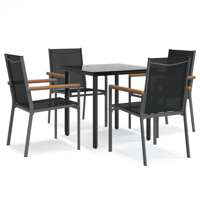Set mobilier de grădină, 5 piese, negru, textilenă și oțel - WALTI WALTI