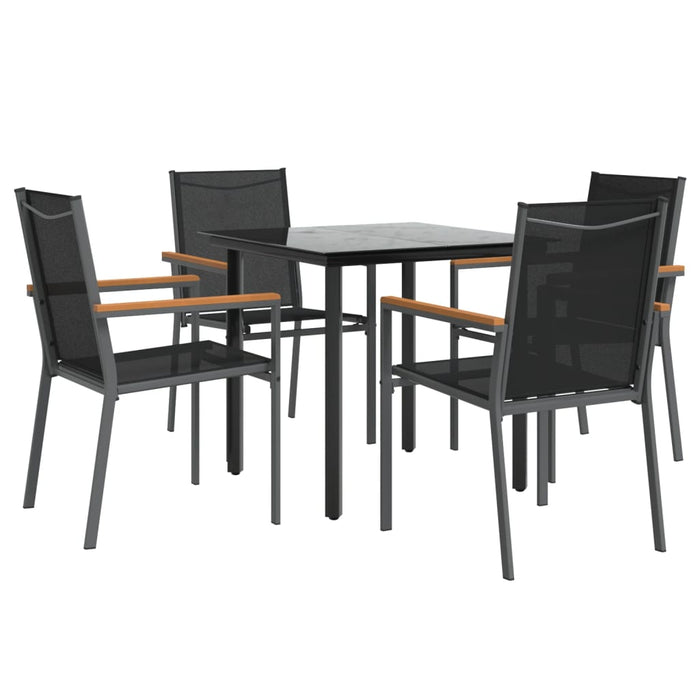 Set mobilier de grădină, 5 piese, negru, textilenă și oțel - WALTI WALTI